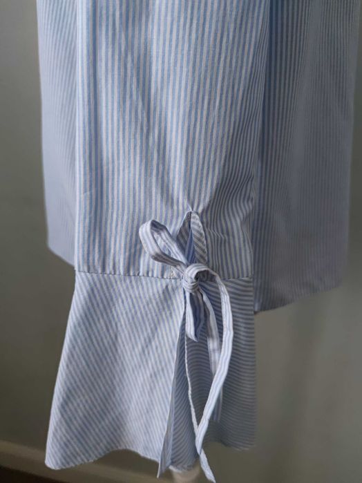 Jasno niebieska bluzka koszulowa paski kołnierz Clockhouse C&A S