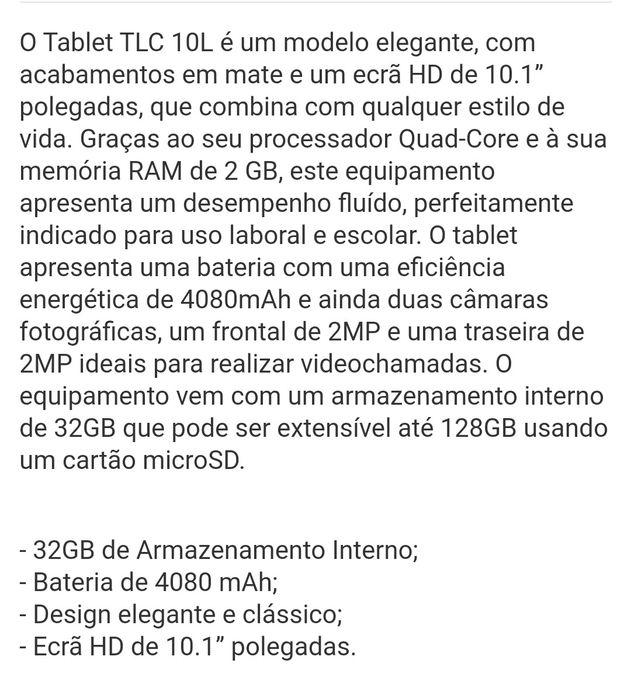Tablet TCL 10L 32 G 2G