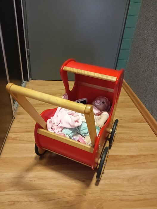 Duży Zestaw: Drewniany wózek Pallas + Lalka Baby Annabell + Ubranka i Akcesoria