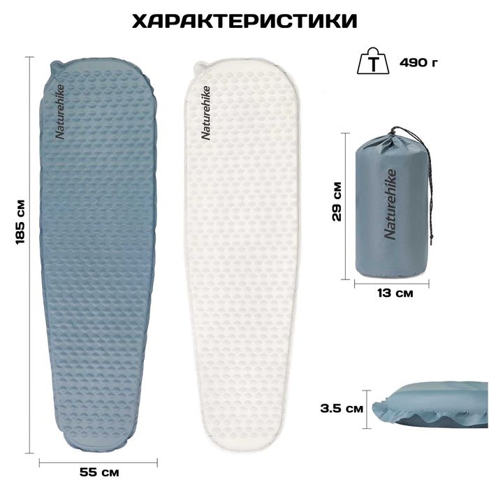 Самонадувний коврик Naturehike CNK2300DZ013/ каремат матрас для походів/ надувний килимок