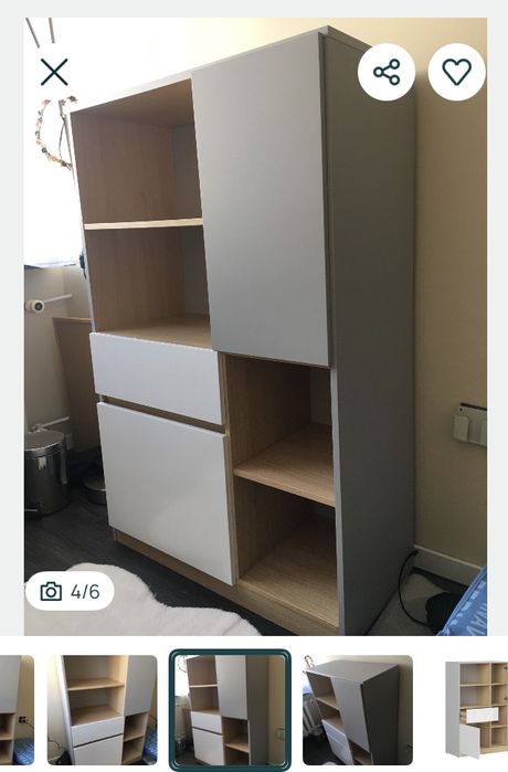 Regał / Komoda 80 cm z 2 drzwiami 4 półkami i szufladą