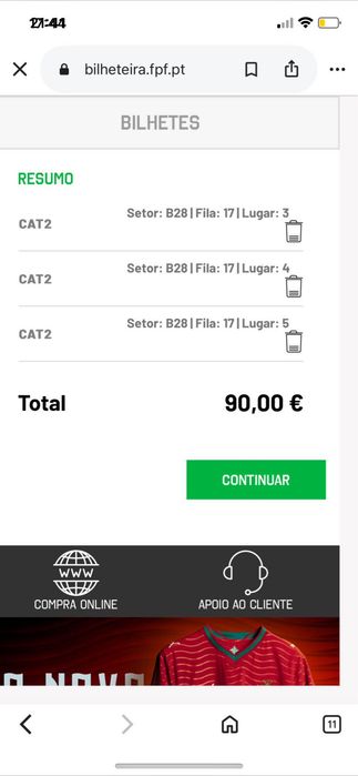 Bilhetes futebol
