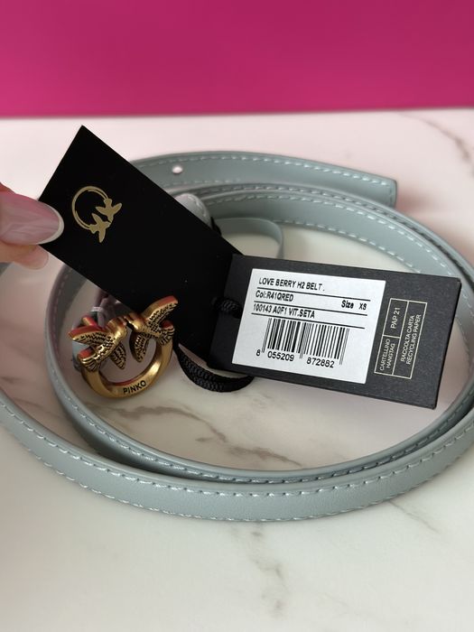 Love Berry pasek Pinko ze złotą klamrą jaskółki