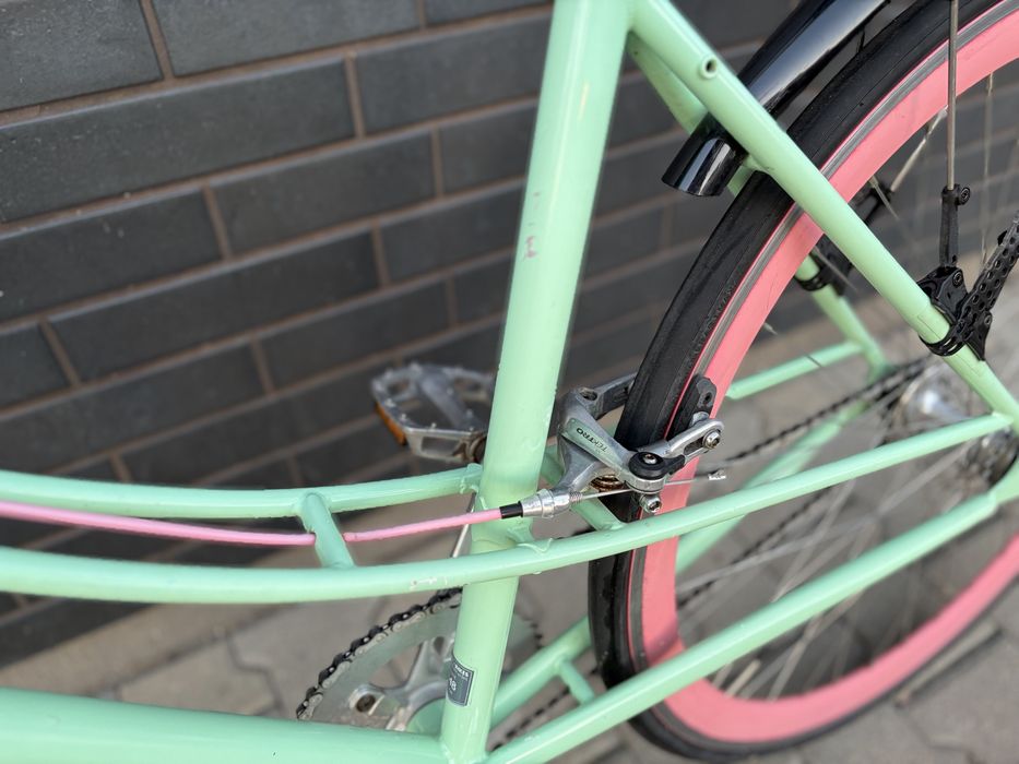 Rower miejski Polka Bikes Landrynka 48cm dwustronna piasta - ostre koło i wolnobieg