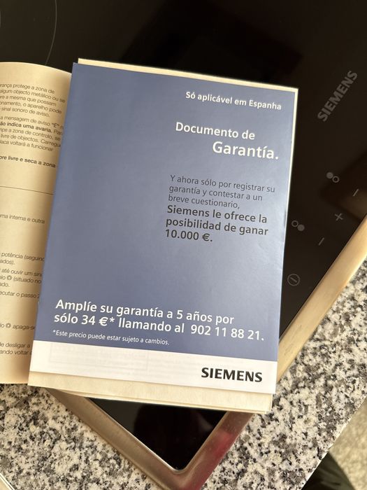 Siemens Placa de Vitroceramica: Modelo ET724501E - 4 Zonas - 60 cm - Preto - Por Estrear
