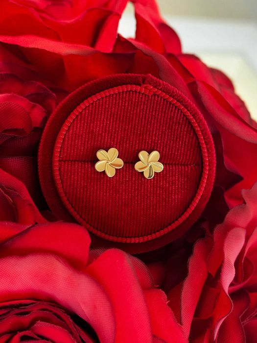 Złote Kolczyki Kwiatuszki/Błyszczące/Próba 585 Wysyłka/urier/Pobranie