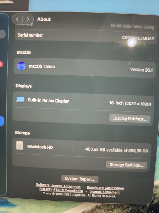 Macbook Pro 16'' 2019, i7, 16GB Ram, 512GB SSD