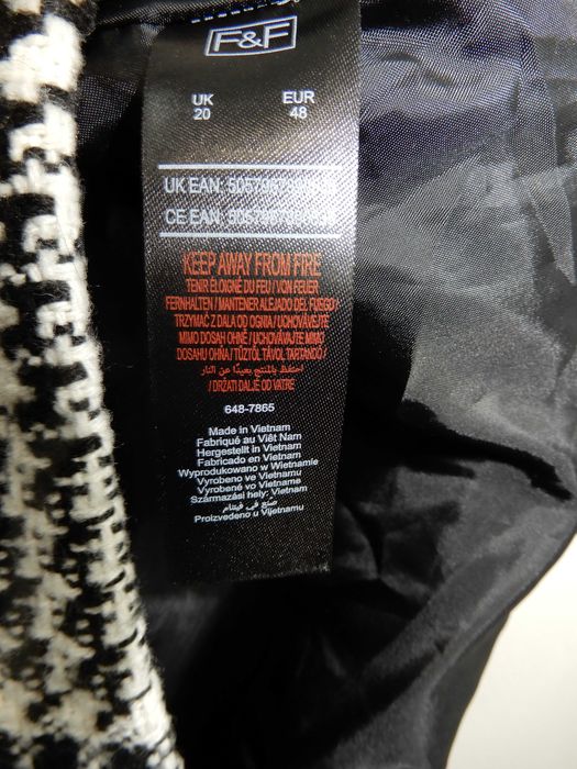 Spódnica do kolan pepitka ciepła jesień zima biała czarna 48 4XL