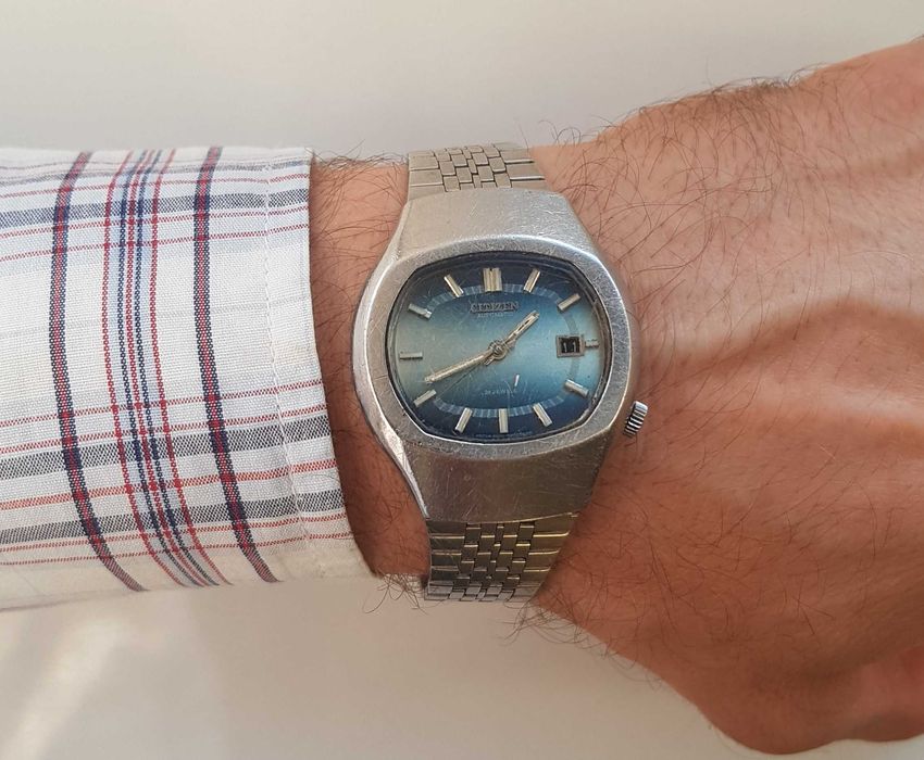 Zegarek nareczny Citizen 6000 Automatic 21 Jewels vintage niebieski bransoleta sr 37mm meski damski unisex