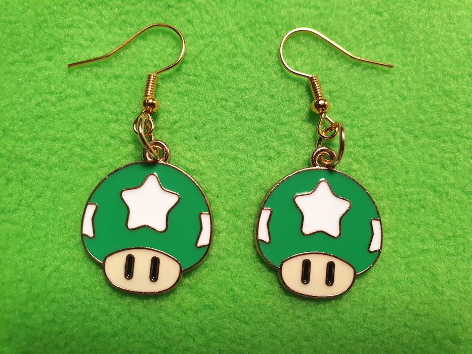 Kolczyki ''Grzybek Mario zielone''