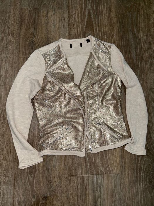 Жакет кофта пиджак пайетки свитшот двухнитка S-M