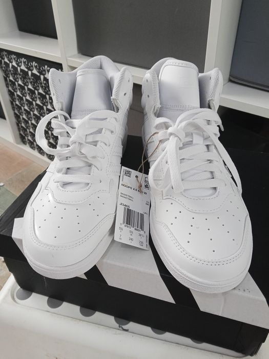 Білі кросівки, кеди adidas hoops 4.0 mid w
