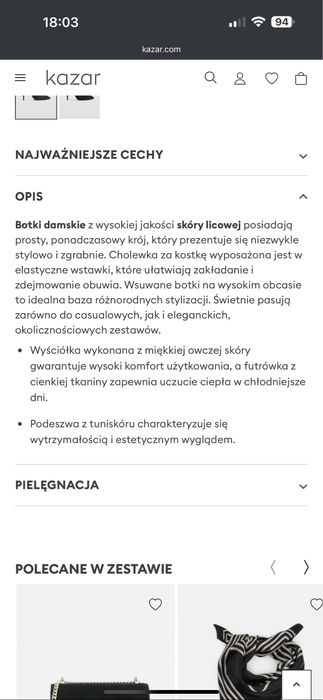 Botki skórzane Kazar 39