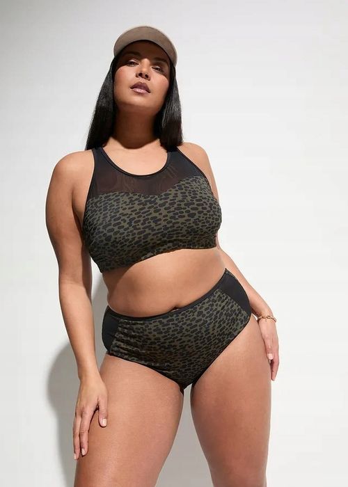 B.P.C bikini bustier z siateczką we wzory z figami z wysokim stanem 44