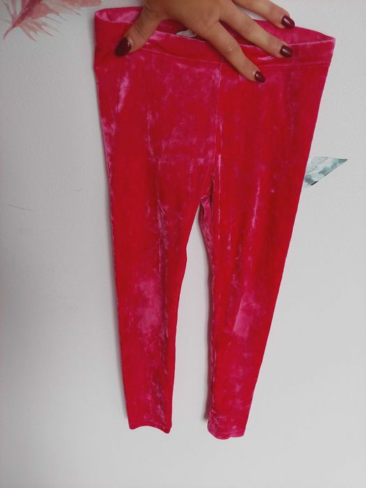 Różowe legginsy welurowe H&M 4-5l 104-110 cm