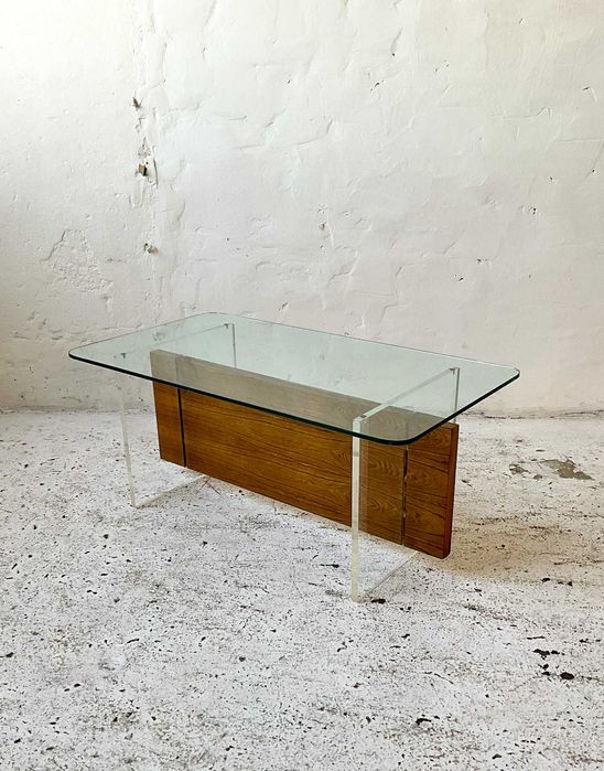 Stolik palisander akryl szkło lata 70 vintage