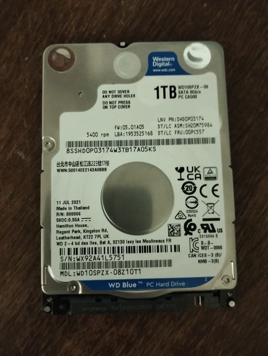 Жорсткий диск Western Digital Blue WD10SPZX 1TB 2.5 SATA III б/у