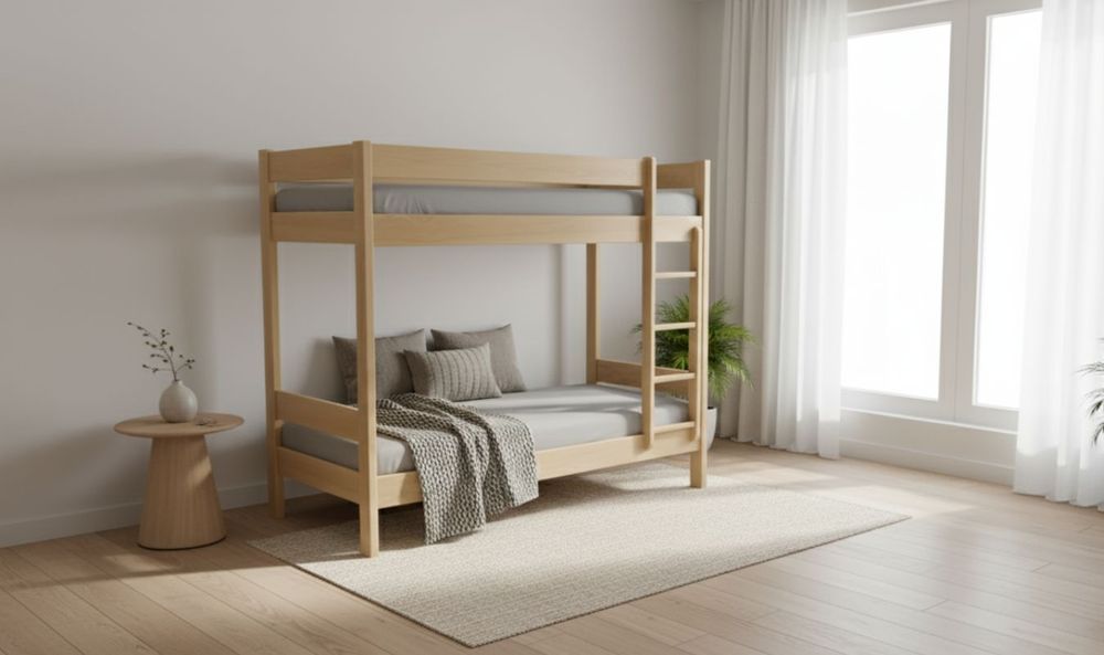 Łóżko piętrowe drewniane bukowe masywne 80x200/90x200