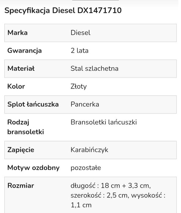 Branzoletka męska Diesel branzoleta złota okazja !