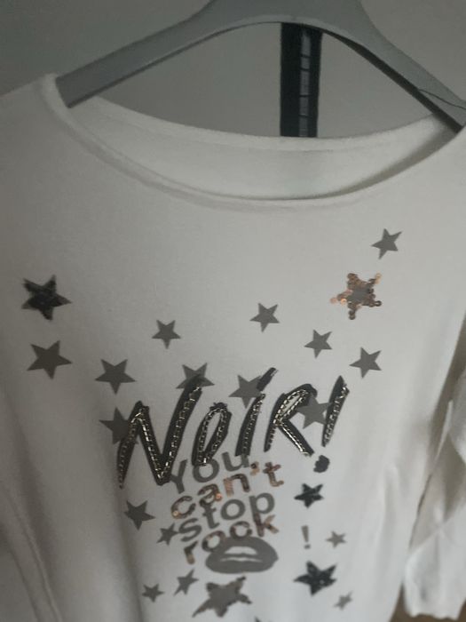 Sweter damski biały dłuższy,  gwiazdki cekiny uniwersalny Glam Amour