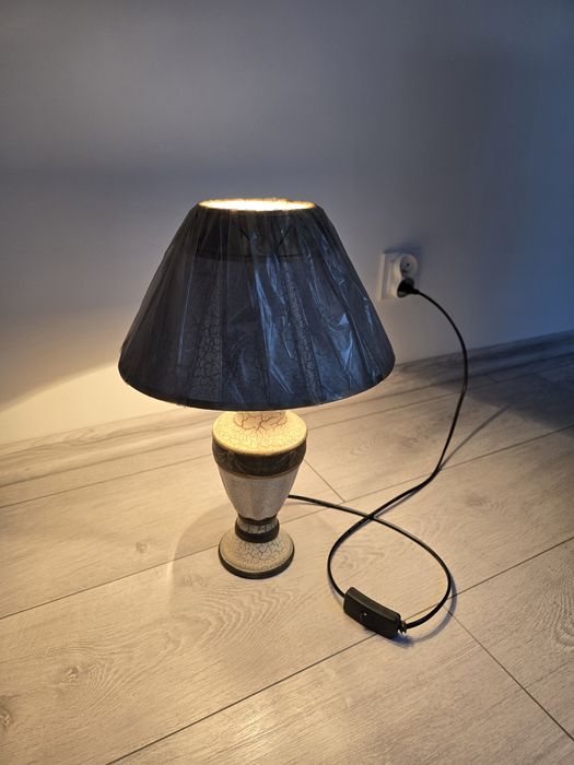Lampa stołowa retro nocna | Ceramiczna podstawa spękania vintage