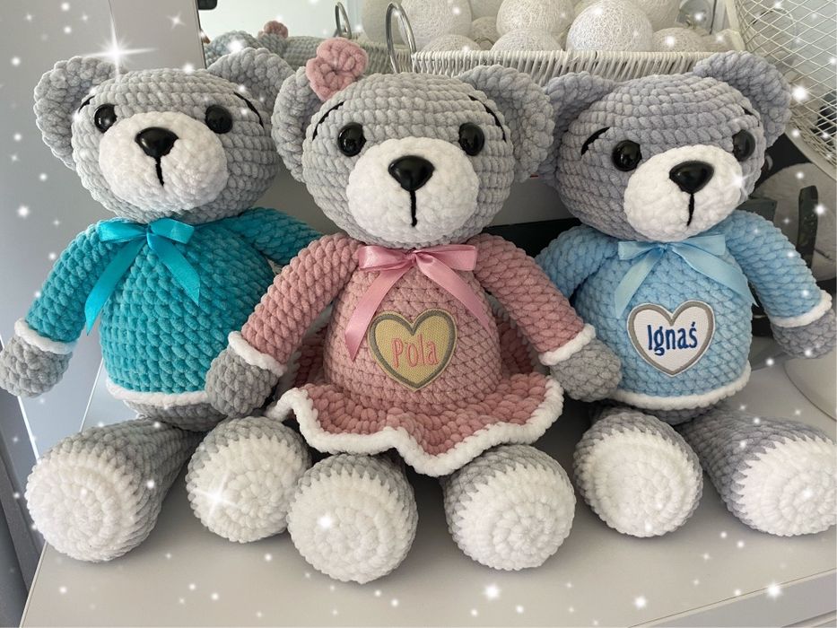 Maskotka, miś na szydełku, amigurumi, handmade.