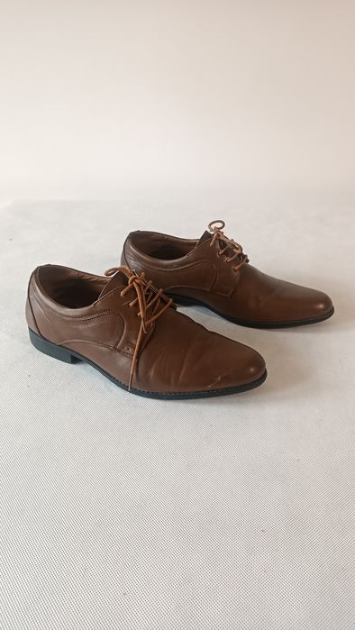 Brązowe Półbuty Wizytowe Męskie 46 Klasyczne Buty do Garnituru Casual