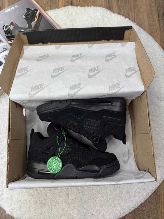 Мужские кроссовки Nike Jordan Retro 4 Black Cat "R1222" Размеры 40-46