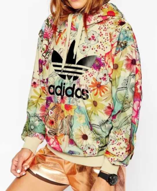 Bluza damska ADIDAS ORIGINALS w KWIATY Trefoil Hoodie 36 38