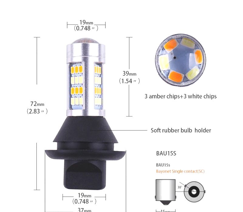 LÂMPADAS BAU15S LUZ DIURNA LED DRL + PISCAS CANBUS