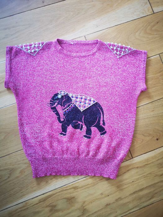 No name bordo bluzka słoń r. S