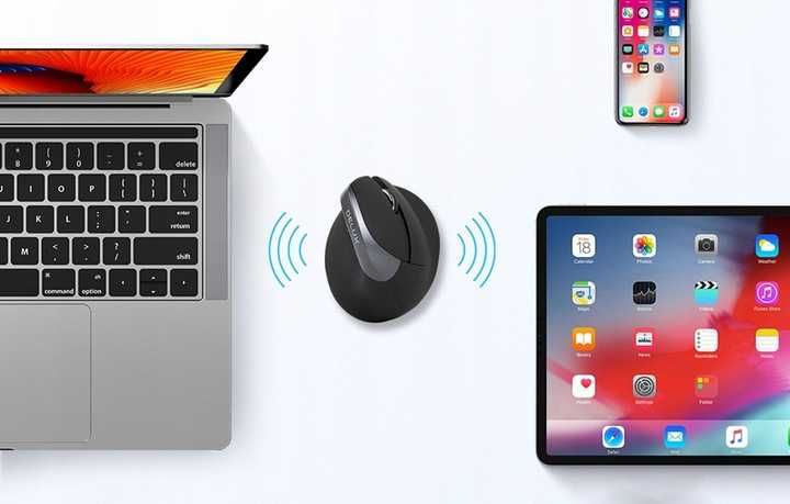 Bezprzewodowa mysz pionowa Delux M618Mini DB BT+2.4G 2400DPI Czarna