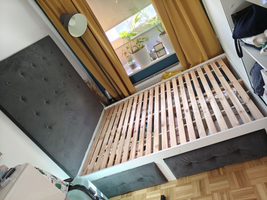Materac Ikea Valevag 140 x 200 + zagłówek, szuflady