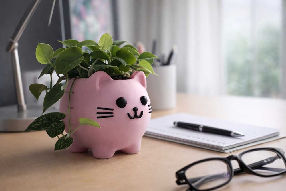 Vaso decorativo gato para plantas pequenas