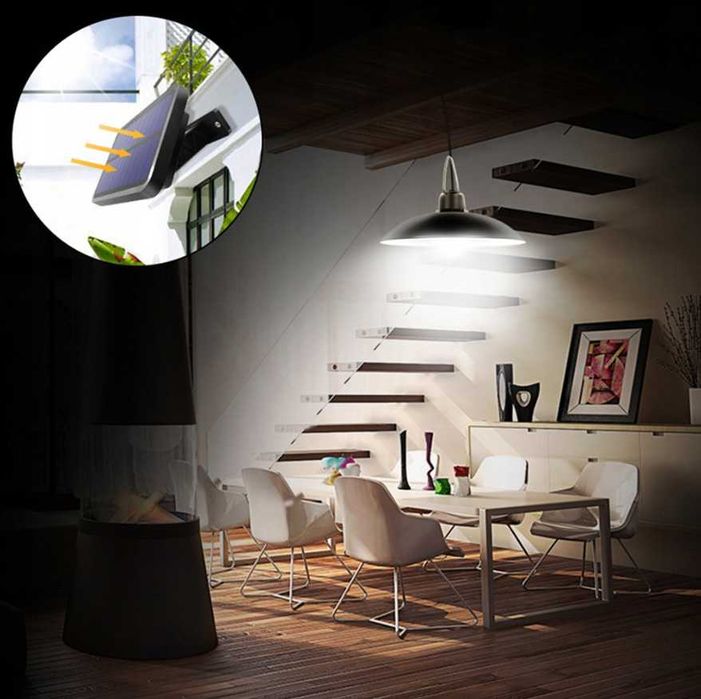 Zestaw 2x Żyrandol Wisząca Lampa Solarna LED  + Pilot