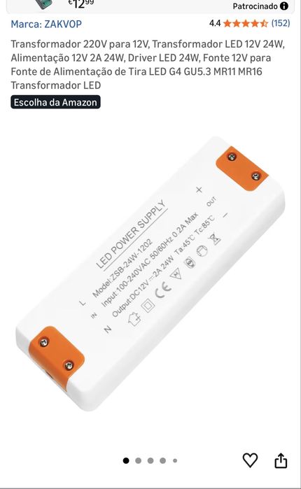 Kit LED 24V Wi-Fi Dimmável | Transformador + Controlador Smart (Novo)