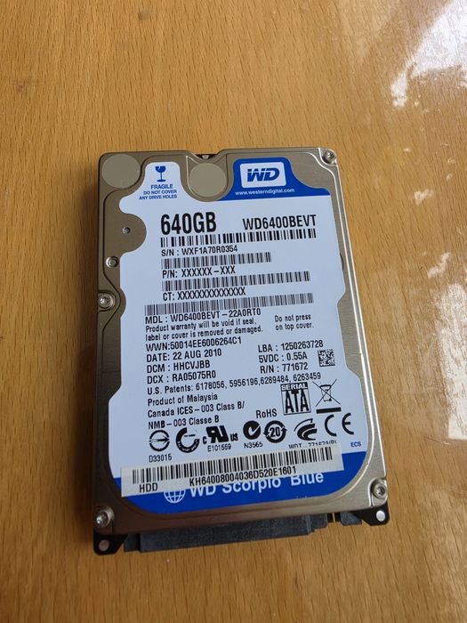 640gb  2.5"  hdd  диск для ноутбука або системного блока Стан гарний