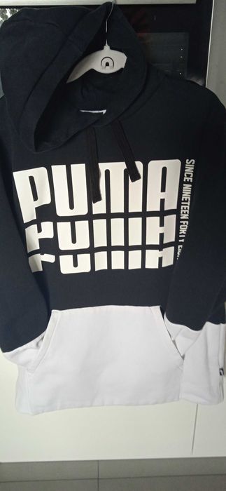 Bluza Puma prosta z kapturem czarno-biała rozm.M-jak nowa