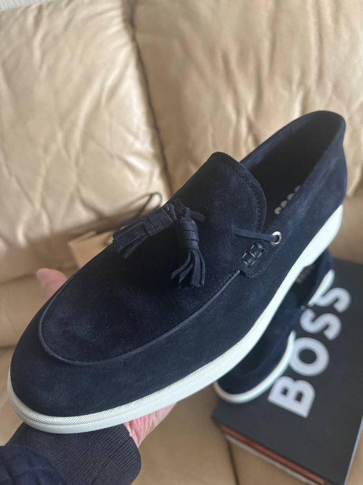 Замшевые  лоферы туфли Hugo Boss