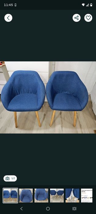 Conjunto de cadeiras almofadadas cor azul ganga