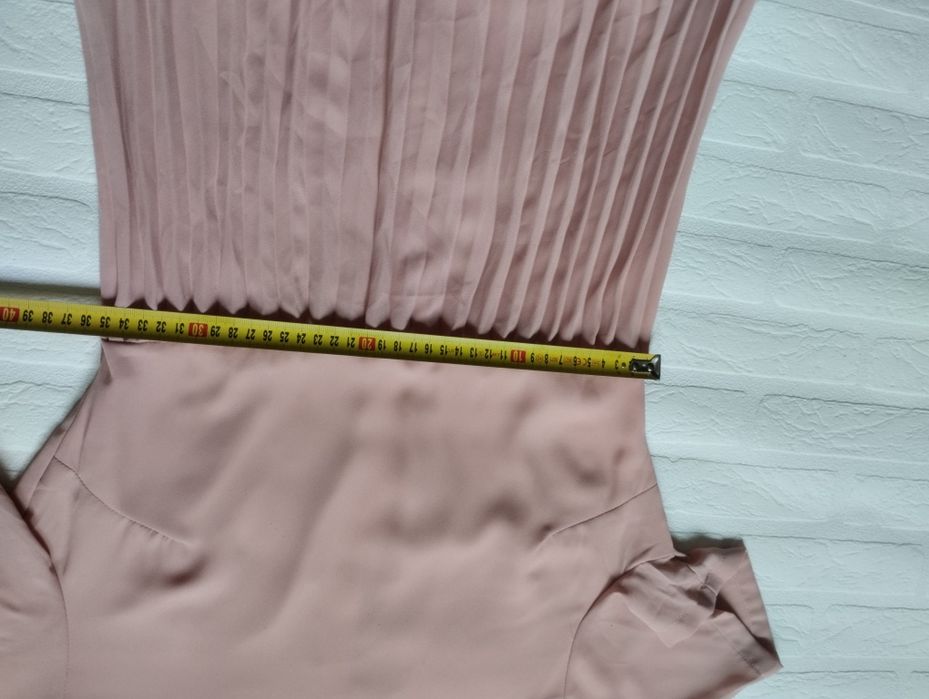 Shein sukienka plisowana długa na bal komunię pudrowy róż 34/36