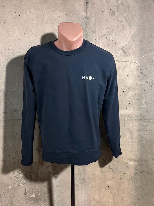 NN07 No Nationality Barrow Crew Print S czarna męska bawełniana bluza black crewneck sweatshirt
