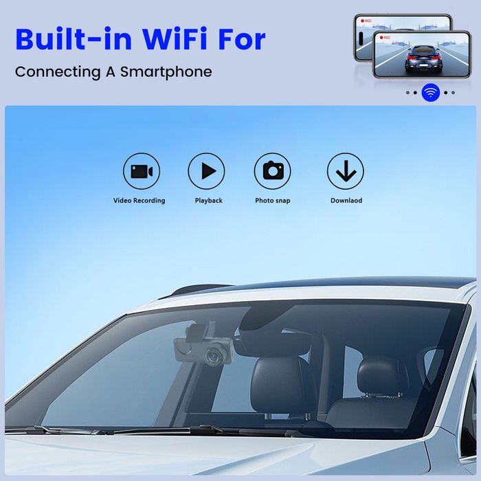 Câmara automotiva HD DashCam Lente dupla gravação WI-FI Novo