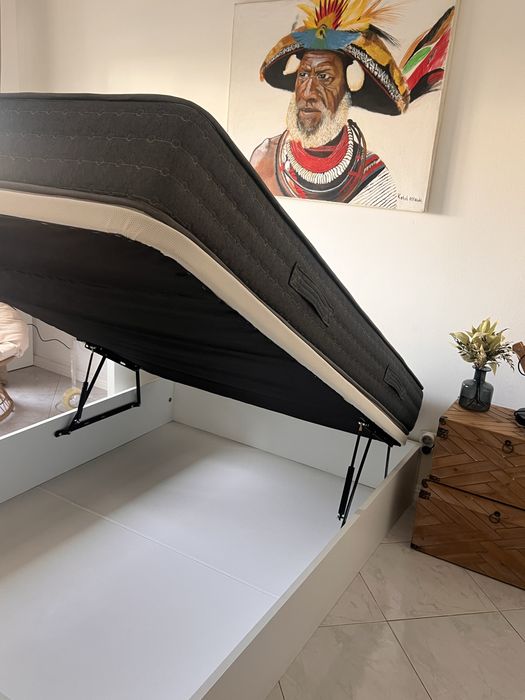 Colchão + Sommier com Arrumação 140x190 – Como Novo!