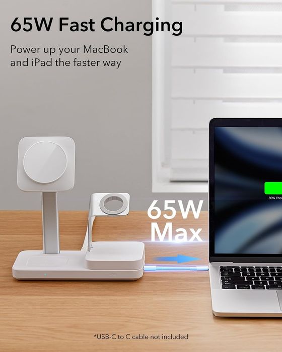 Зарядна станція ESR MagSafe 65W 5-8-1 GaN MagSafe для iPhone, AirPodsЗарядний пристрій MagSafe, магнітний бездротовий зарядний пристрій