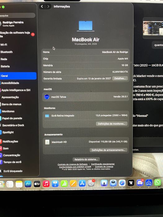 MacBook Air 13" M4 (2025) — 16GB RAM, 256GB SSD