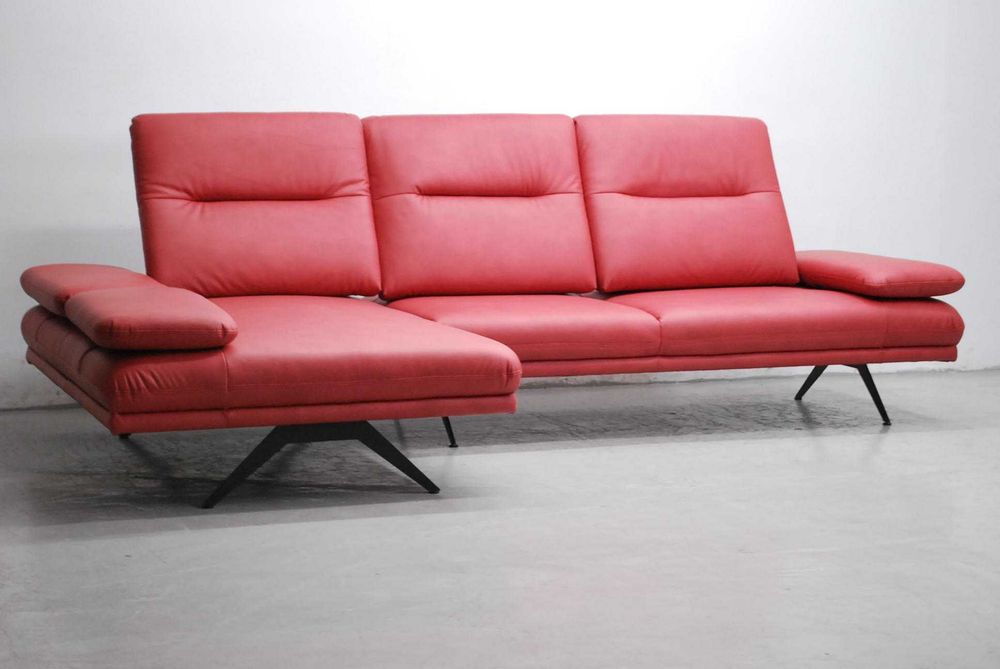 PKŁ NAROŻNIK PROMOCJA regulowana wysokość oparcia eko skóra czerw