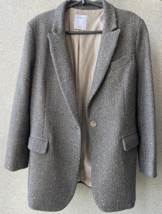 Піджак Sandro Paris з паєтками сірий коричневий М теплий база