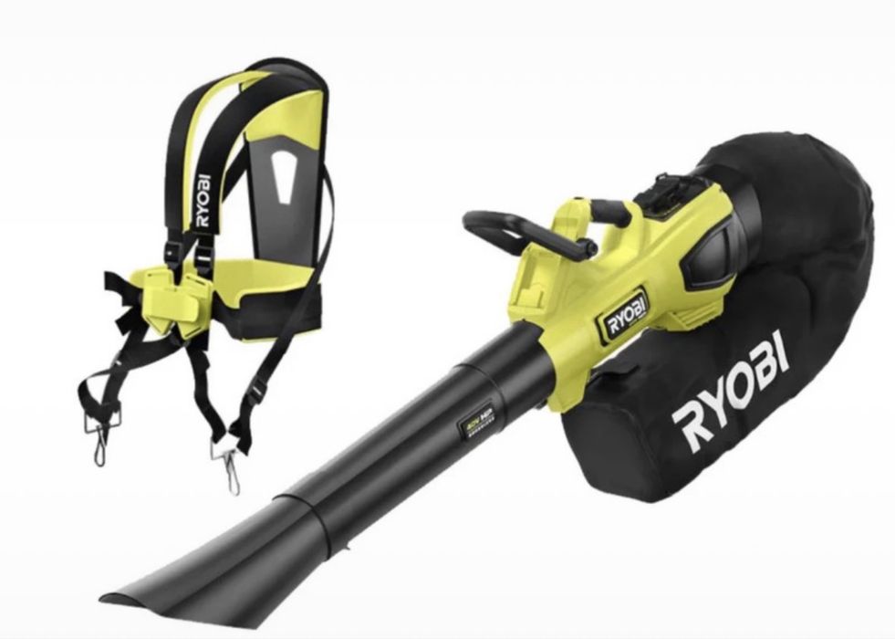 Dmuchawa do liści akumulatorowa trawy Ryobi Max Power 2x bateria 4.0Ah ładowarka odkurzacz mulczer