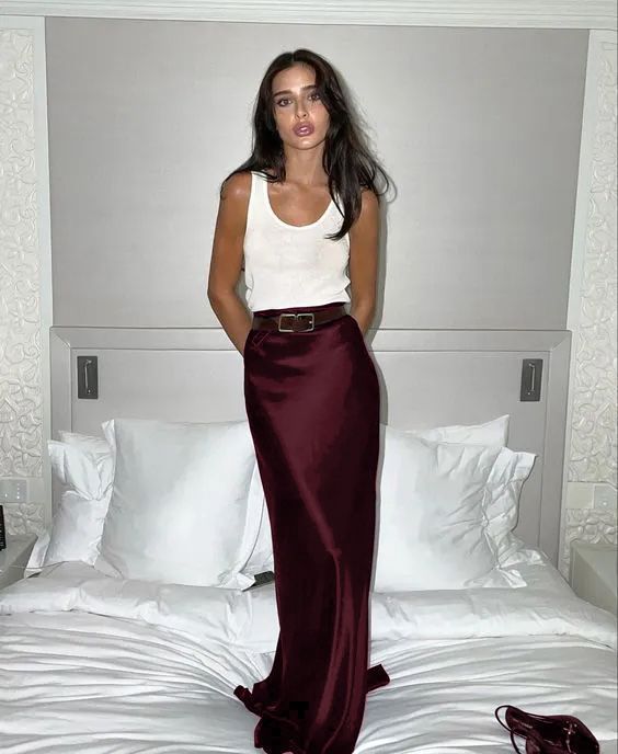 Zara максі сатинова атласна спідниця кольору марсала бургунді (віскоза